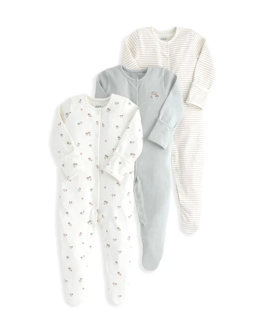Mamas &amp; Papas 3 Pack Mushroom Sleepsuit