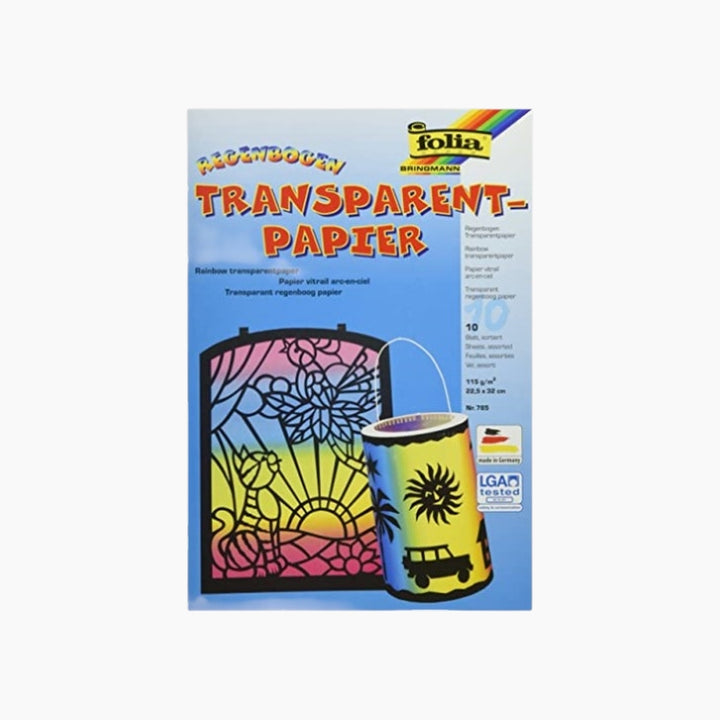 Folia Rainbow Transparent Paper Pad – 115 g/m², 22.5 x 32 cm, 10 Sheets