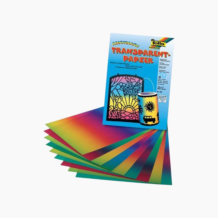 Folia Rainbow Transparent Paper Pad – 115 g/m², 22.5 x 32 cm, 10 Sheets