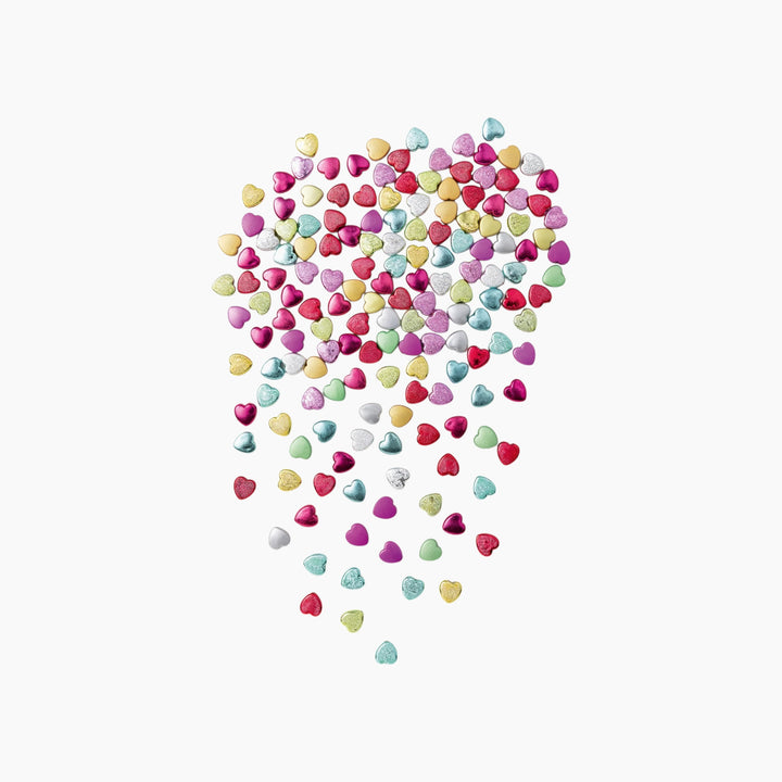 Folia Heart Jewel Beads – Smooth/Embossed, 160 Pieces, Assorted Colours