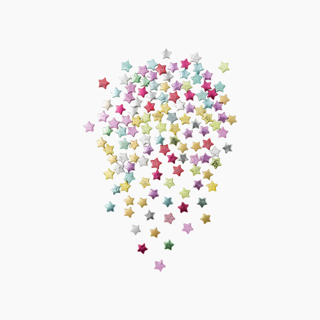 Folia Star Jewel Beads – Smooth/Embossed, 120 Pieces, Assorted Colours