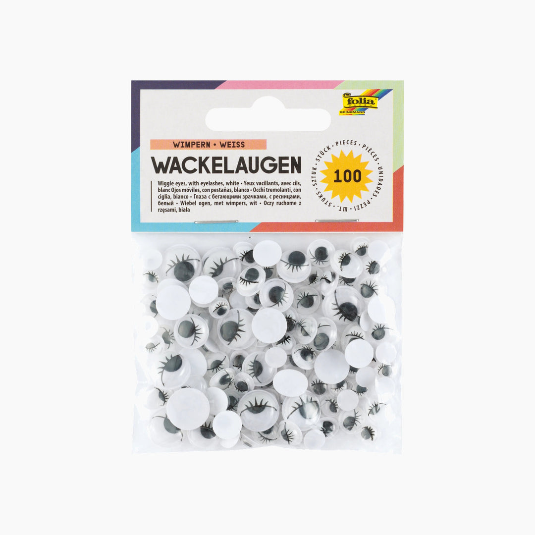 Folia Wiggle Eyes with Eyelashes – 6 Assorted Sizes
