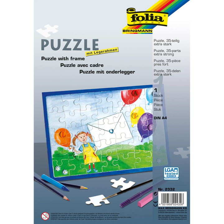 Folia Extra-Strong Blank White Puzzle with Frame – A4, 35 Pieces