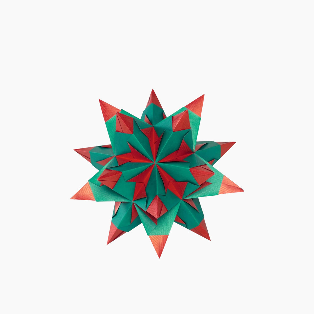 Folia Bascetta-Star Kit – Duo Paper, 75 g/m², 20 x 20 cm, 32 Sheets, Hot Red-Green