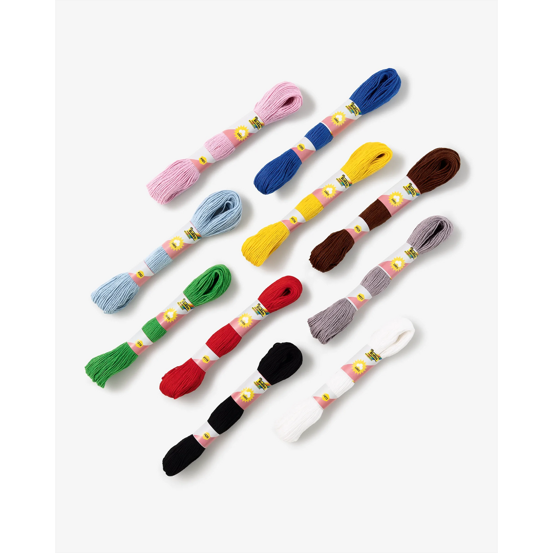 Folia Basic Embroidery Threads – 10 Pieces, 40 m Each, 10 Assorted Colours