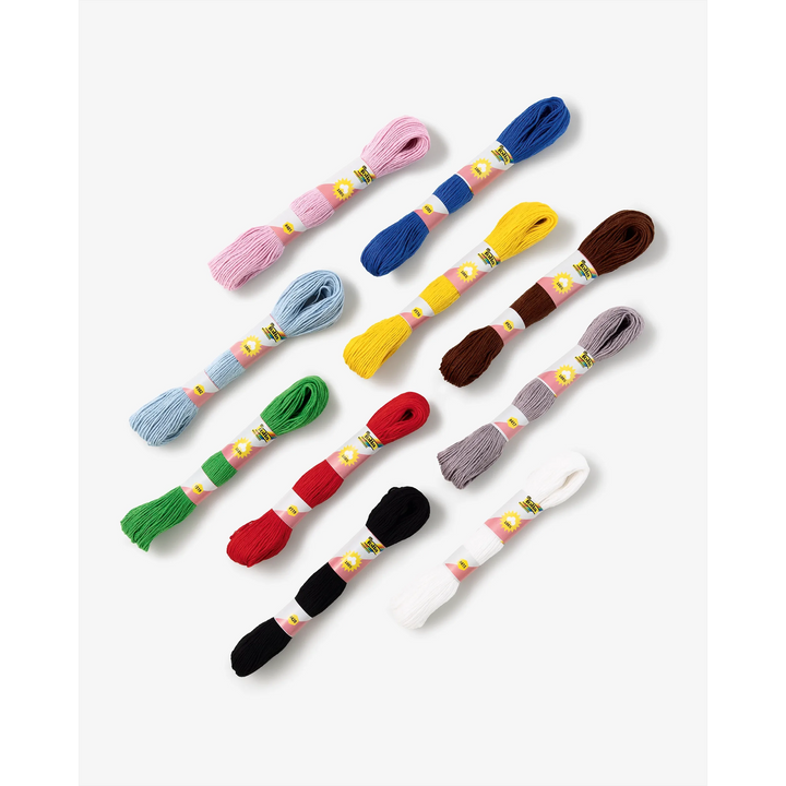 Folia Basic Embroidery Threads – 10 Pieces, 40 m Each, 10 Assorted Colours