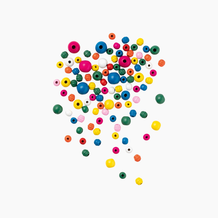 Folia Wooden Beads – Colourful, 60 g, 85 Pieces