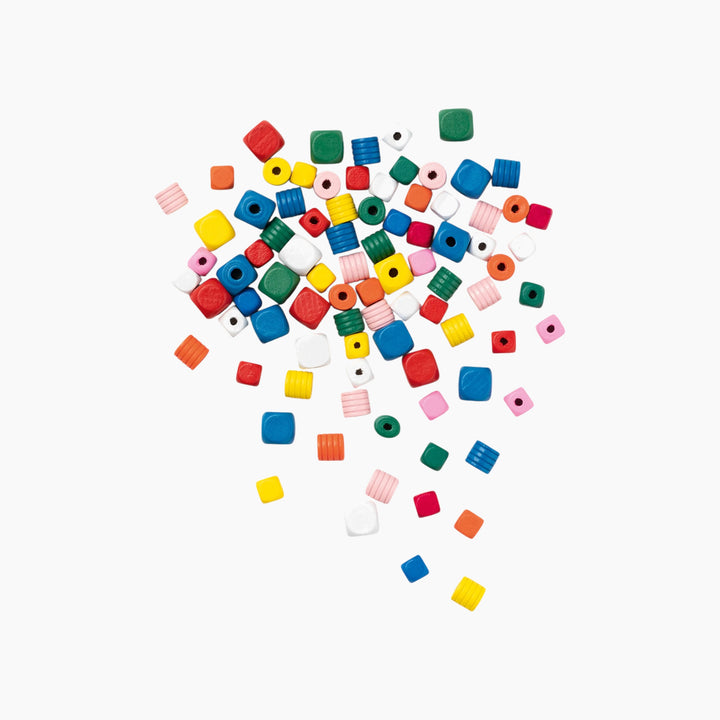 Folia Wooden Beads – Colourful, 60 g, 85 Pieces