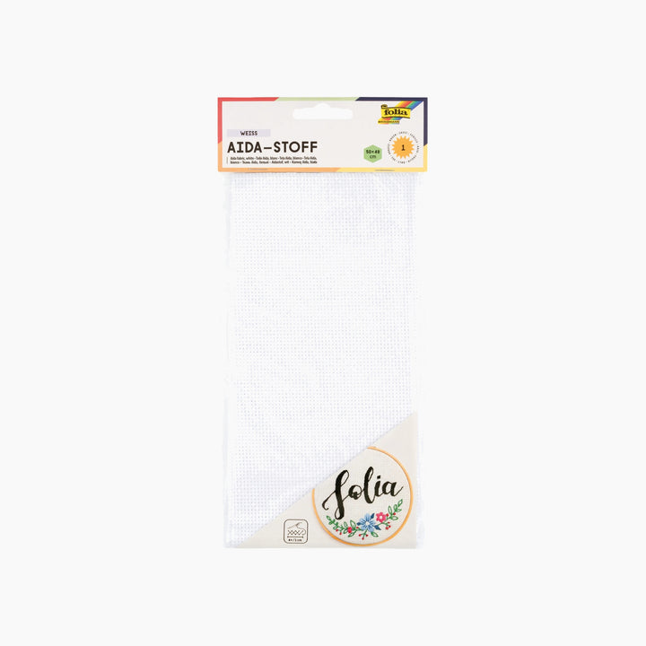 Folia Aida Embroidery Fabric – 50 x 49 cm, 1 Sheet, White