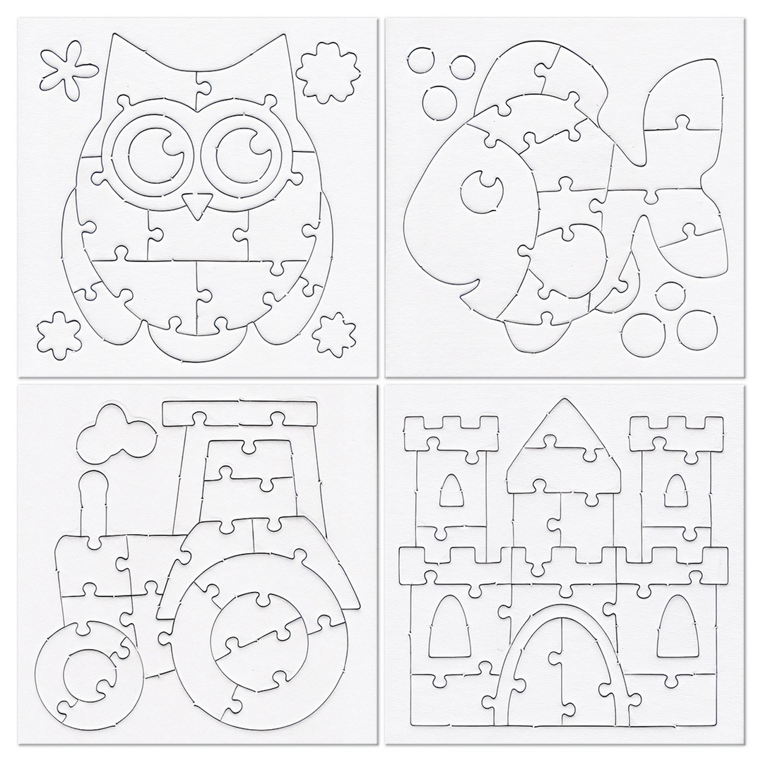 Folia Mini Puzzle Set – Extra-Strong Cardboard, Approx. 14 x 14.5 cm, 4 Sets, Assorted Designs