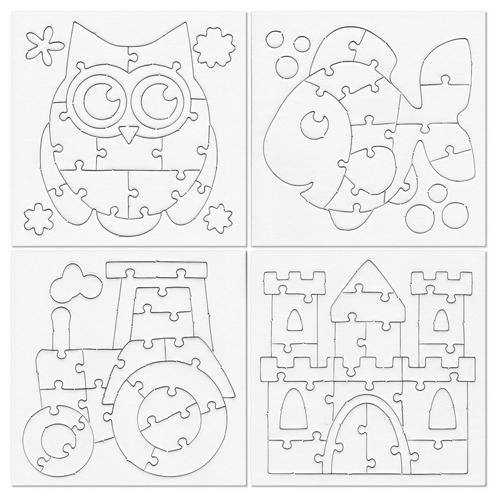 Folia Mini Puzzle Set – Extra-Strong Cardboard, Approx. 14 x 14.5 cm, 4 Sets, Assorted Designs