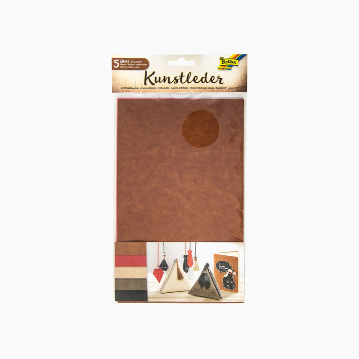Folia Synthetic Leather Sheets – 50 x 68 cm, 5 Sheets, 5 Assorted Colours