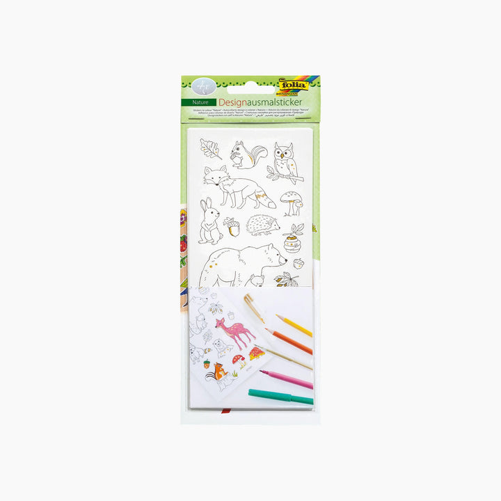 Folia Colouring Stickers – Nature, Approx. 10 x 23 cm, 4 Sheets, Assorted Designs