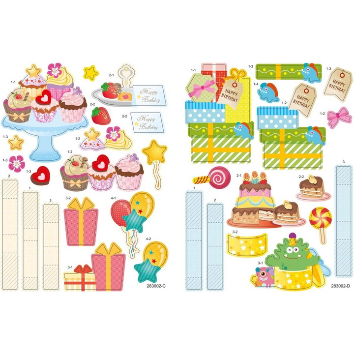 Folia 3D Pop-Up Birthday Cards Set – 2 Cards &amp; 2 Envelopes