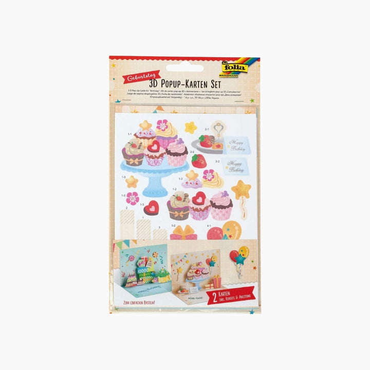 Folia 3D Pop-Up Birthday Cards Set – 2 Cards &amp; 2 Envelopes