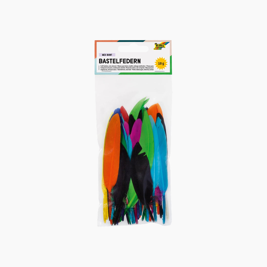 Folia Coloured Craft Feathers Mix – 10 g, Assorted Colours