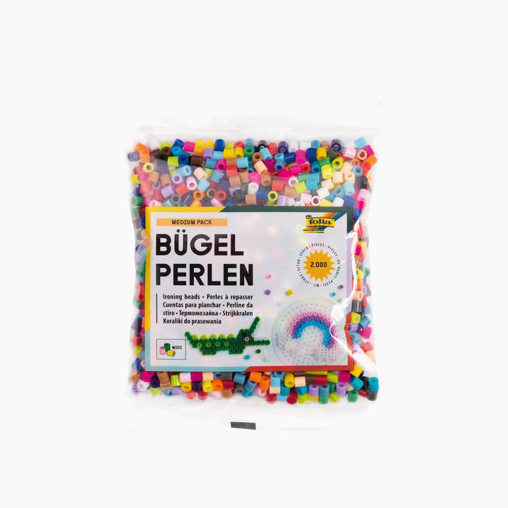 Folia Iron-On Beads – Medium Pack, 2,000 Pieces, 22 Assorted Colours