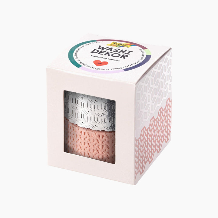 Folia Rose/Silver Washi Lace Tape Set – 2 Rolls, 25 mm x 5 m