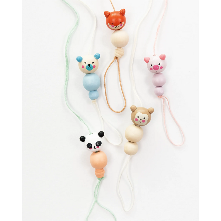 Folia Wooden Beads – Cute Animals, 10 Pieces, 5 Assorted Designs, Ø 18 mm