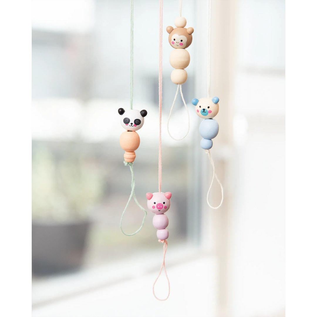 Folia Wooden Beads – Cute Animals, 10 Pieces, 5 Assorted Designs, Ø 18 mm