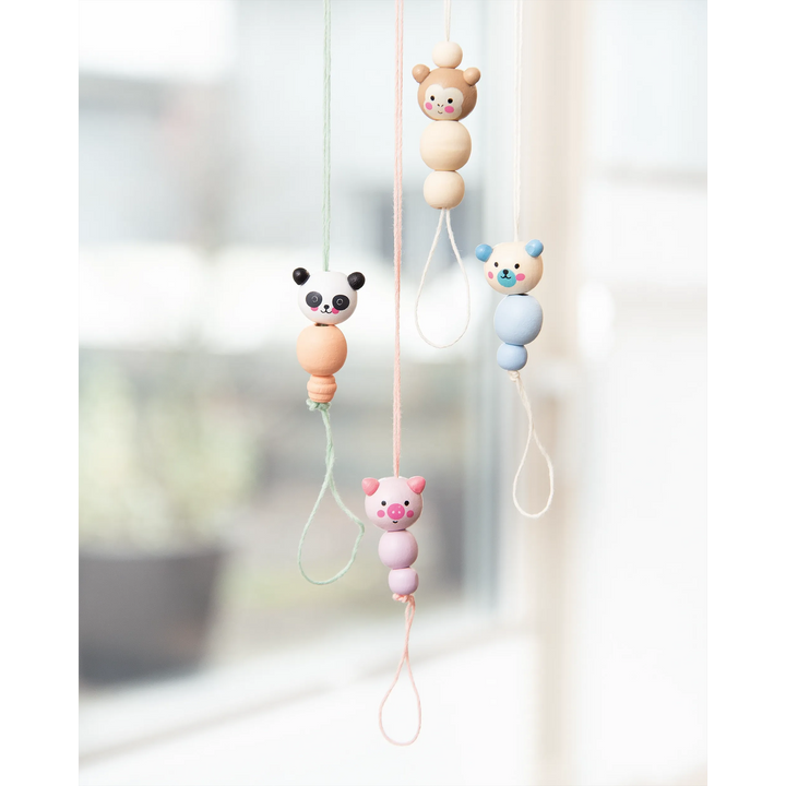 Folia Wooden Beads – Cute Animals, 10 Pieces, 5 Assorted Designs, Ø 18 mm