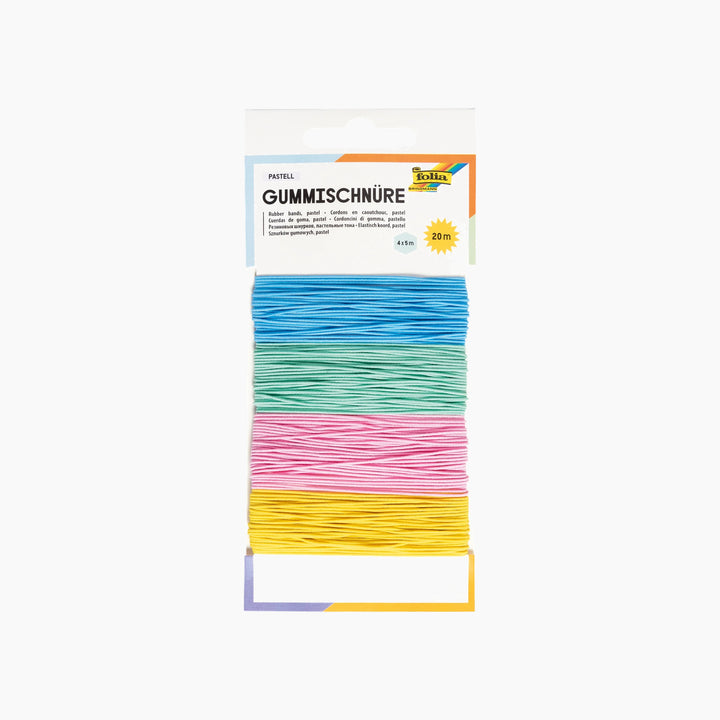 Folia Pastel Rubber Bands – 4 Assorted Colours, 5 m Each