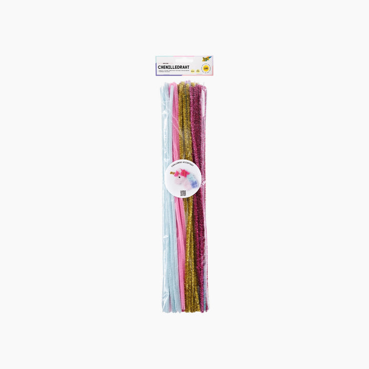 Folia Unicorn Chenille Stems – 50 cm, Ø 8 mm, 100 Pieces, Assorted Colours