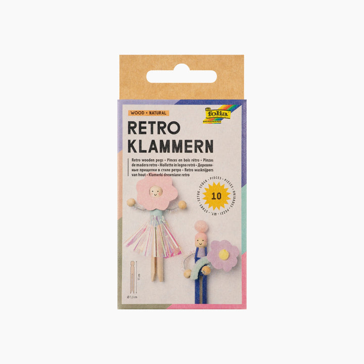 Folia Retro Wooden Pegs – 10 Pieces