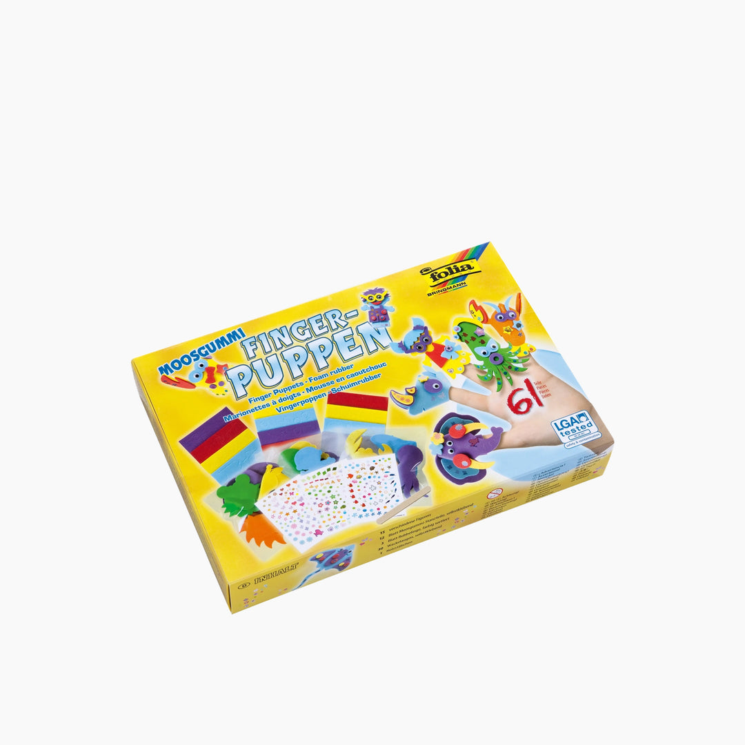 Folia Foam Craft Finger Puppets Kit – 15 Assorted Figures with Accessories
