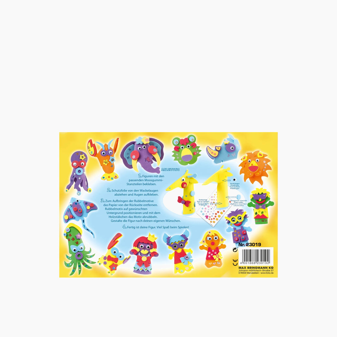 Folia Foam Craft Finger Puppets Kit – 15 Assorted Figures with Accessories