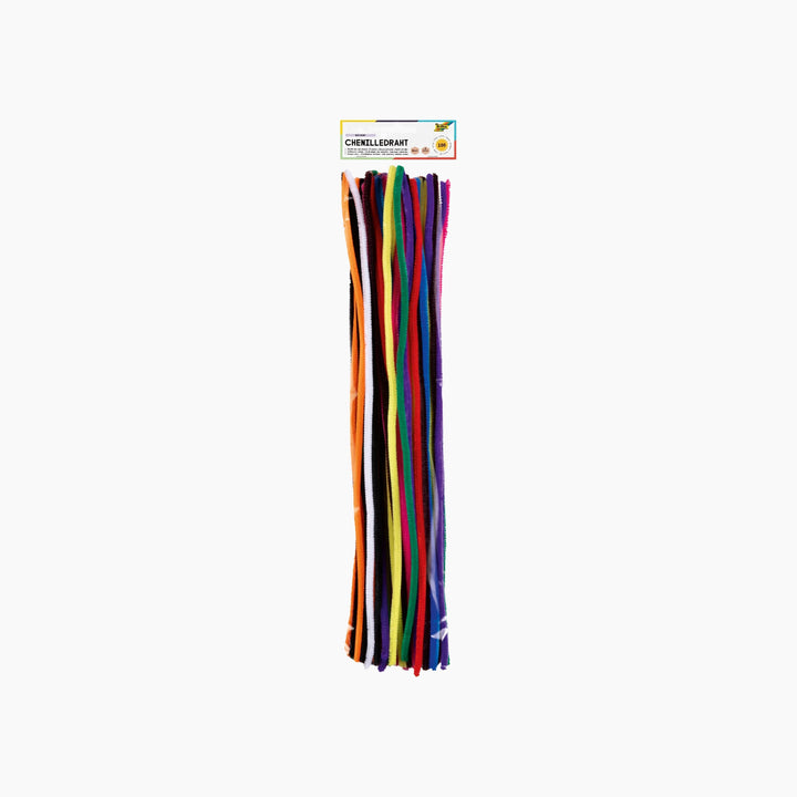 Folia Chenille Stems – 50 cm, Ø 8 mm, 100 Pieces, 10 Assorted Colours