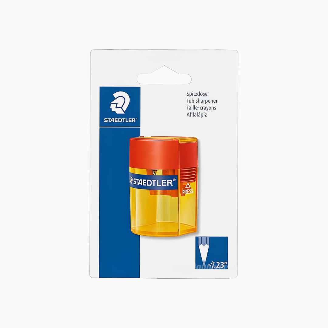 STAEDTLER CARD SHARPENER PLASTIC  CYLINDRICAL IN PLASTIC SLEEVE HOLE ASSORTED COLORS S 511 006 BK