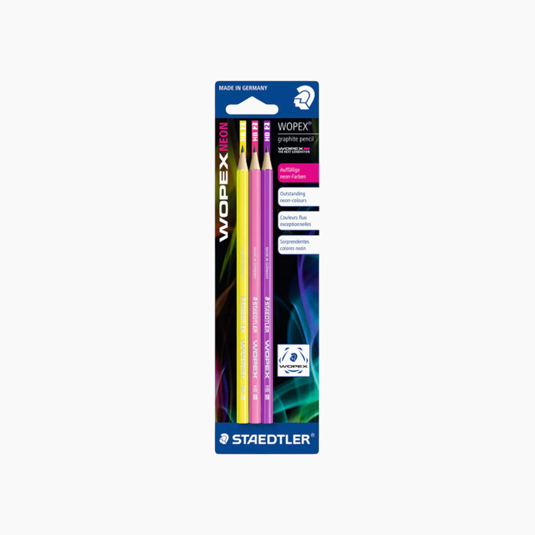 أقلام رصاص WOPEX HB من STAEDTLER، أصفر + وردي + بنفسجي، سعة 3 قطع