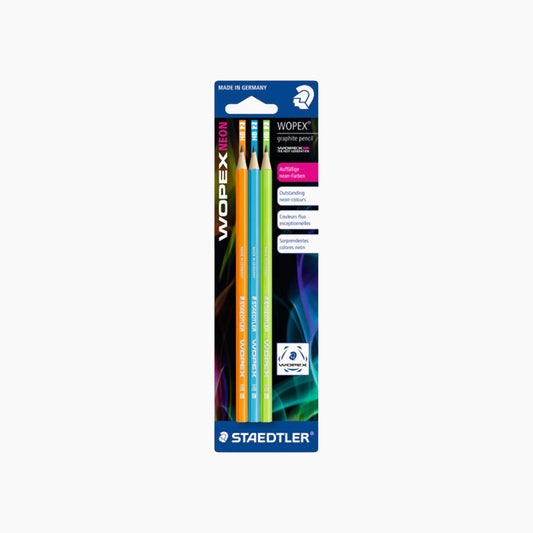 STAEDTLER CARD WOPEX HB PENCILS, GREEN + ORANGE + BLUE