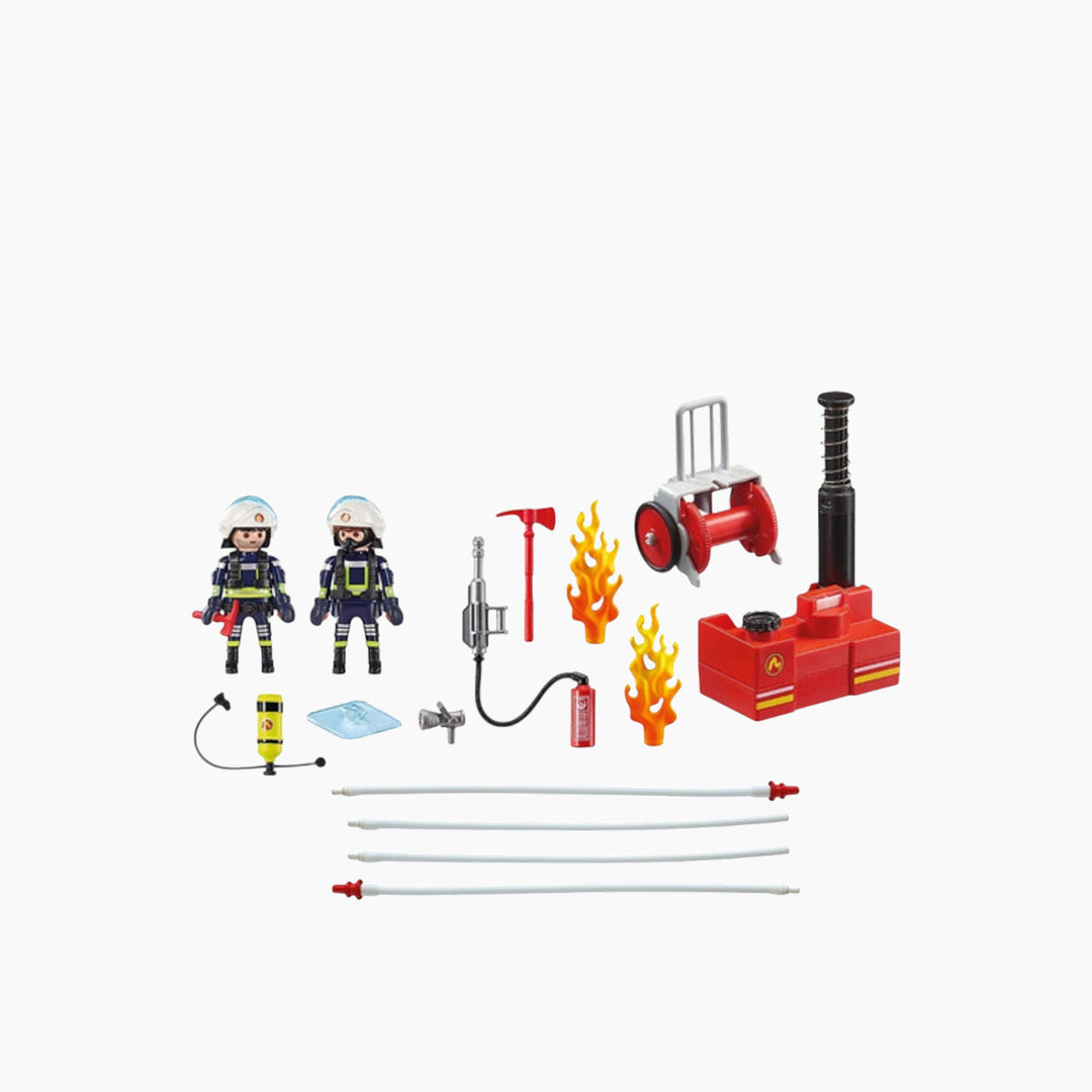 Playmobil Firefighters With Water Pump toy playset with figures and extinguishing pump