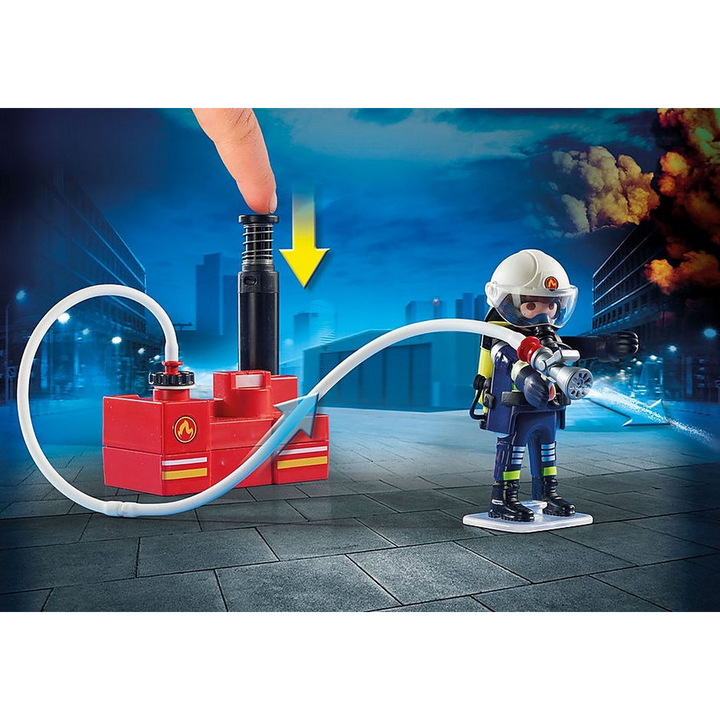 Playmobil Firefighters With Water Pump toy playset with figures and extinguishing pump