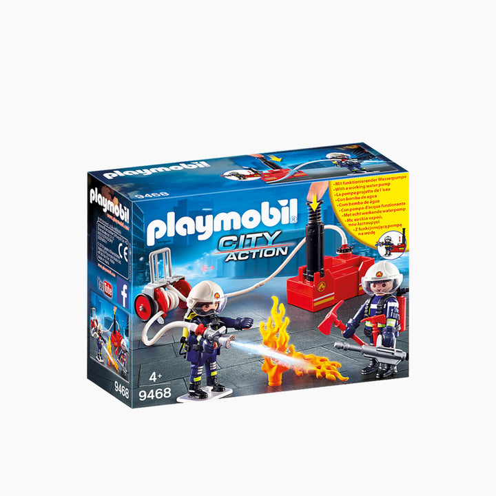 Playmobil Firefighters With Water Pump toy playset with figures and extinguishing pump