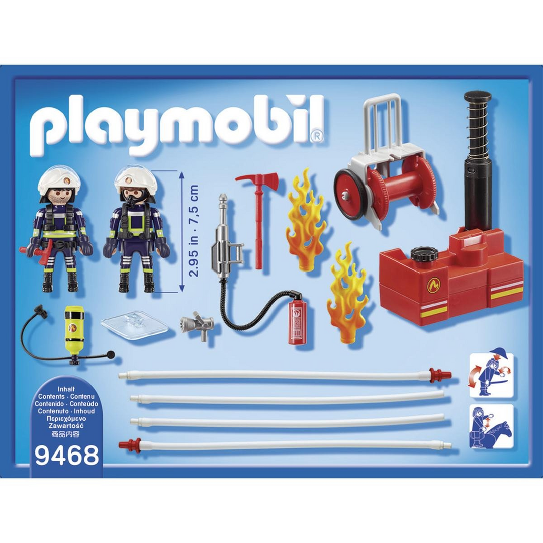 Playmobil Firefighters With Water Pump toy playset with figures and extinguishing pump