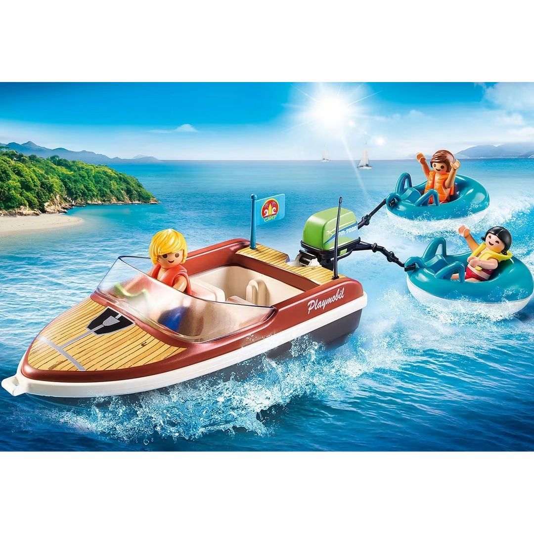 Playmobil Speedboat With Tube Riders Toy Playset - HUNA