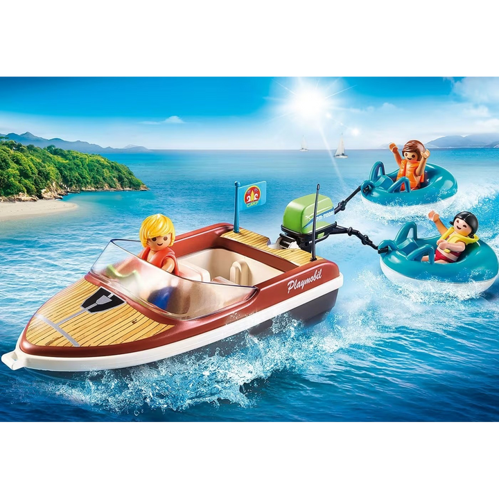 Playmobil Speedboat With Tube Riders Toy Playset - HUNA