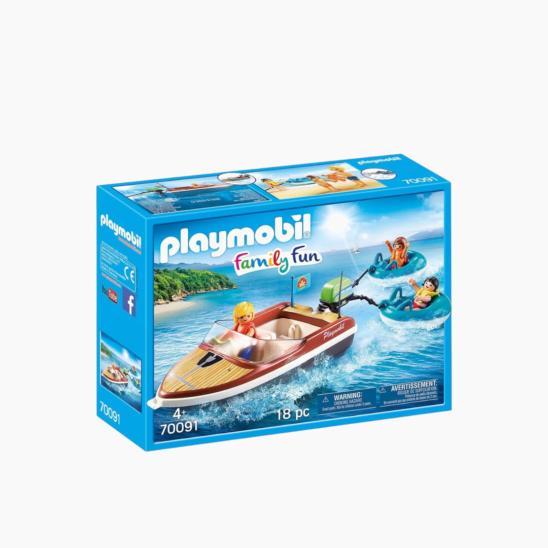 Playmobil Speedboat With Tube Riders Toy Playset - HUNA