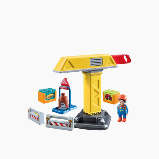 Playmobil 1.2.3 Construction Crane Toy Playset