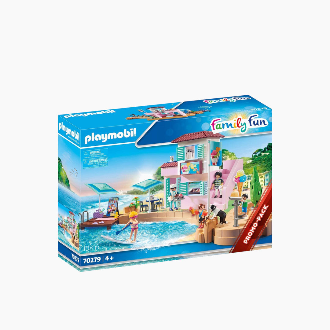 Playmobil Waterfront Ice Cream Shop Toy Playset - HUNA