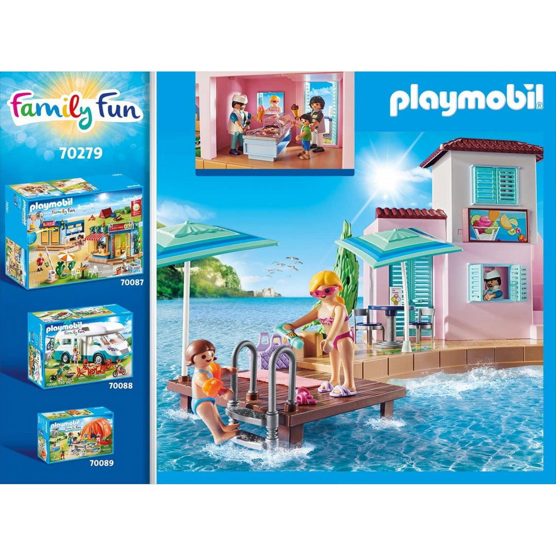 Playmobil Waterfront Ice Cream Shop Toy Playset - HUNA