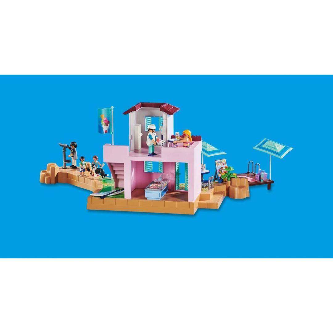 Playmobil Waterfront Ice Cream Shop Toy Playset - HUNA