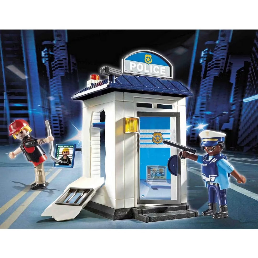 Playmobil Starter Pack Police toy playset with two figures and station building