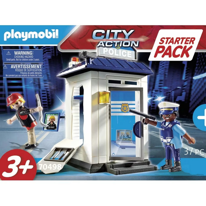 Playmobil Starter Pack Police toy playset with two figures and station building