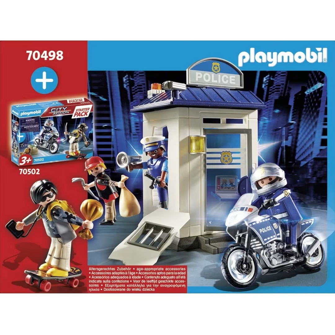 Playmobil Starter Pack Police toy playset with two figures and station building