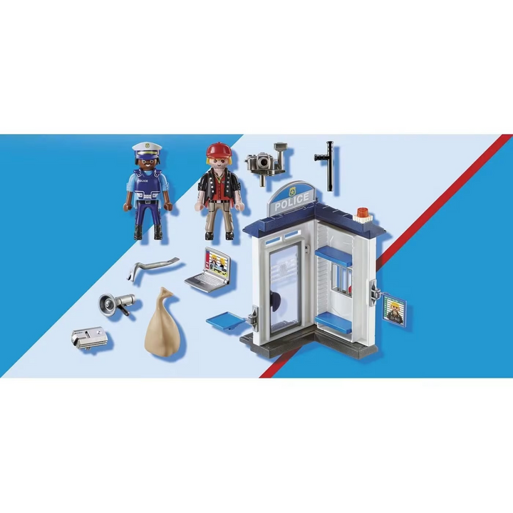 Playmobil Starter Pack Police toy playset with two figures and station building
