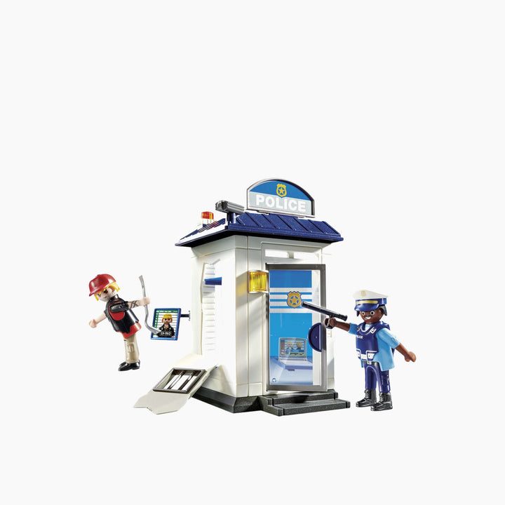 Playmobil Starter Pack Police toy playset with two figures and station building